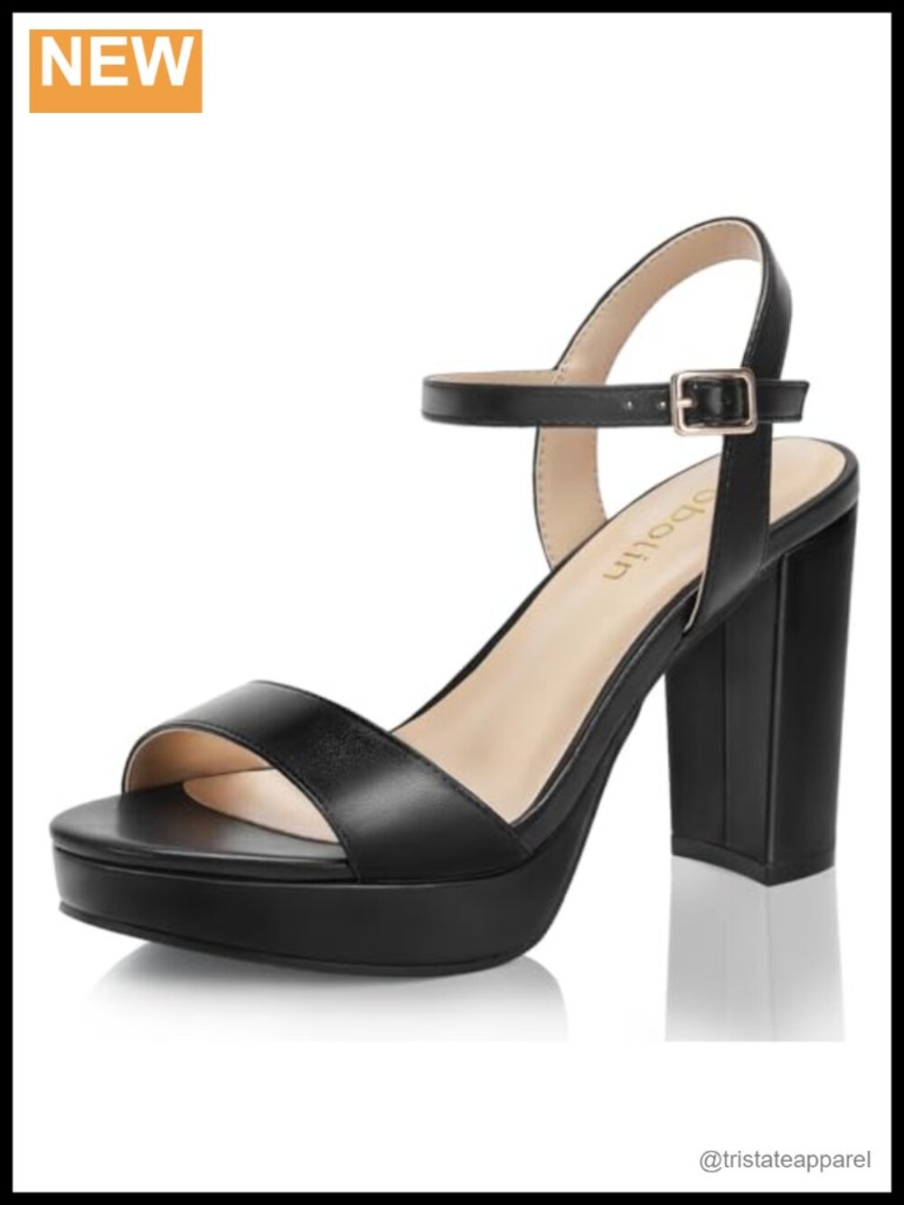 DOBOLIN Wide Width Block Heel Platform Sandals Ankle Strap Open Toe